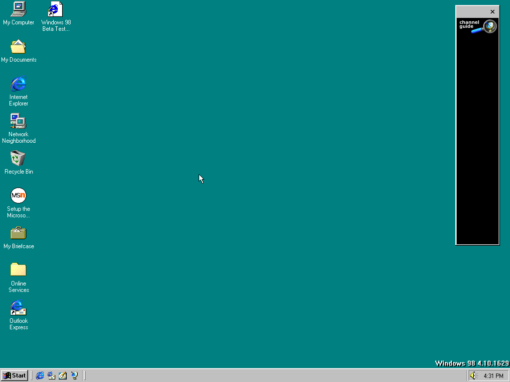 Windows 98 (Build 1629) desktop