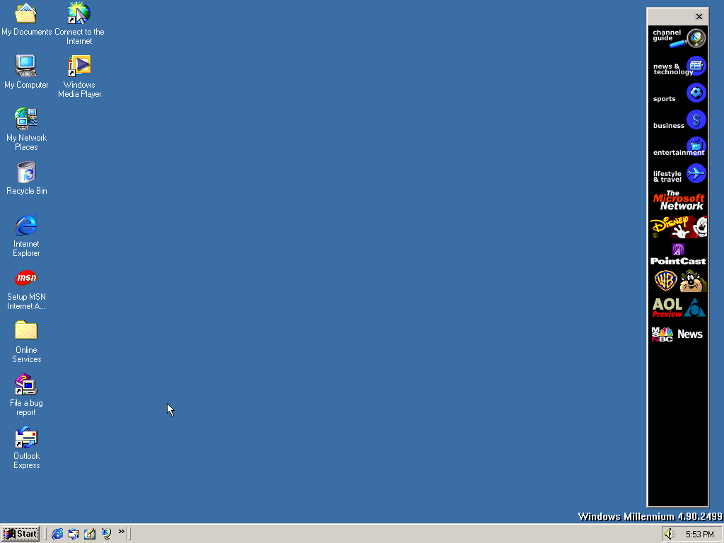 Windows Me (Build 2499) desktop