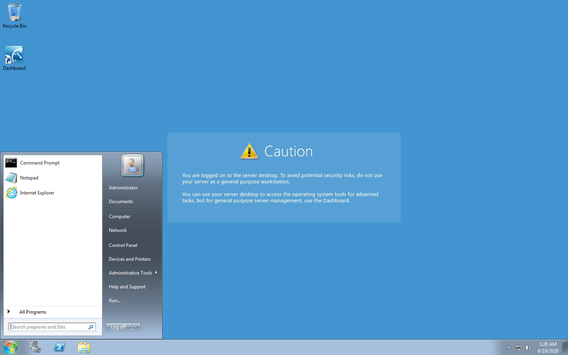 Windows Home Server 2011 desktop