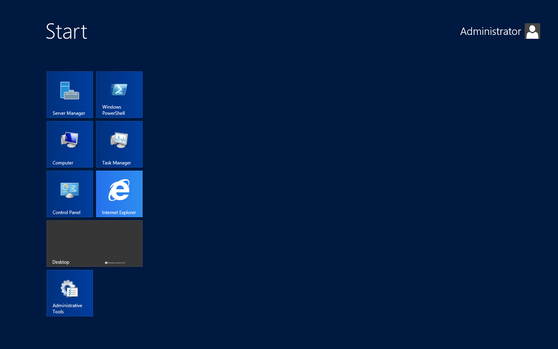 Windows Server 2012 start screen