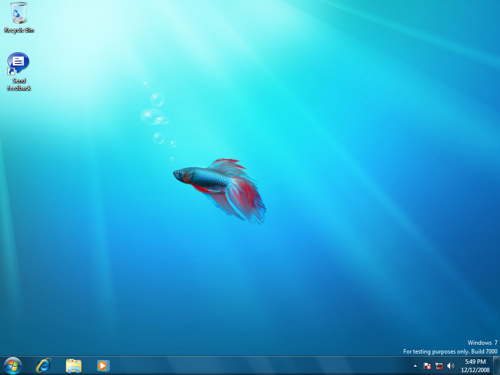 Windows 7 Beta (Build 7000) desktop