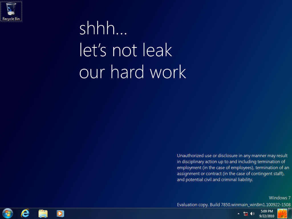 Windows 8 (Build 7850) (M1) desktop