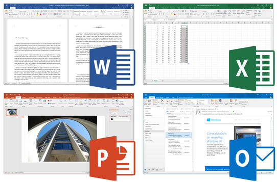 Microsoft Office Word, Excel, PowerPoint, and Outlook 2016 for Windows