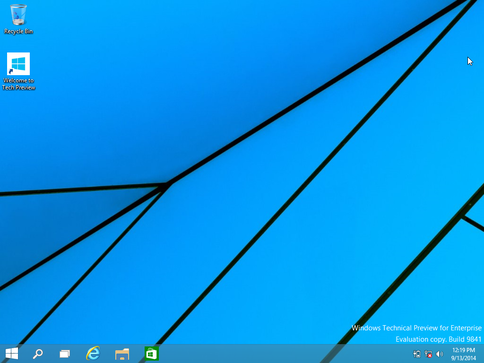 Windows 10 Technical Preview (Build 9841) desktop