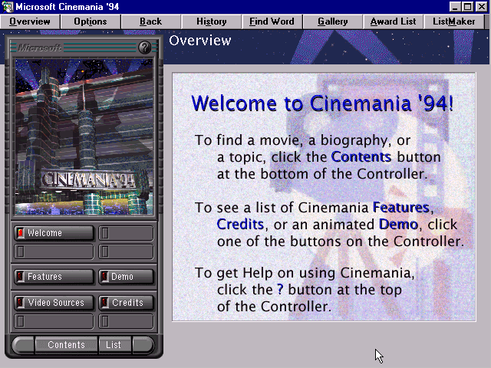 Microsoft Cinemania '94 screenshot