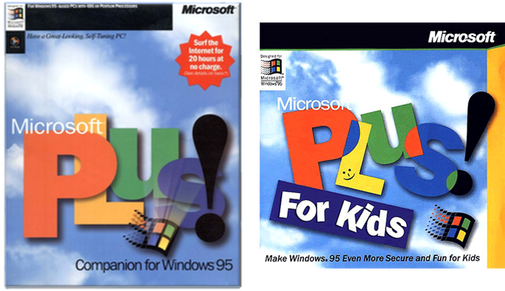 Microsoft Plus! for Windows 95 / Microsoft Plus! For Kids packaging