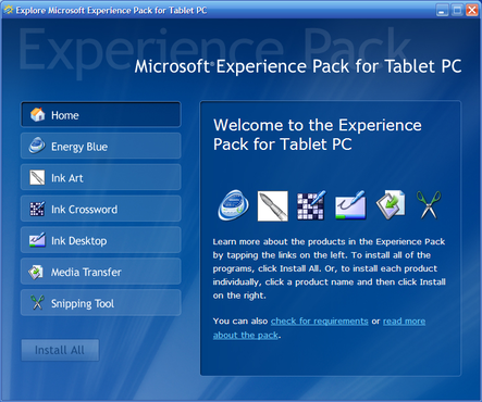 Microsoft Experience Pack for Tablet PC