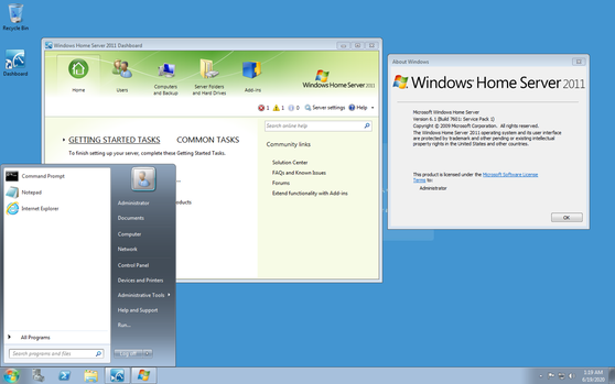 Windows Home Server 2011 desktop 2