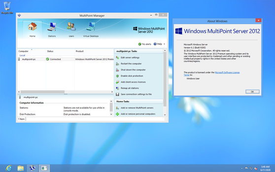 Windows MultiPoint Server 2012 desktop