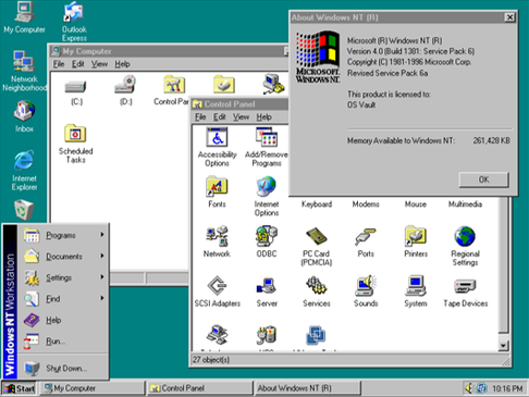 Windows NT 4.0 Workstation desktop