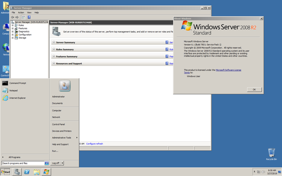 Windows Server 2008 R2 desktop