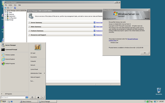 Windows Server 2008 desktop