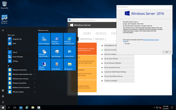 Windows Server 2016 Essentials desktop