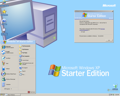 Windows XP Starter Edition desktop
