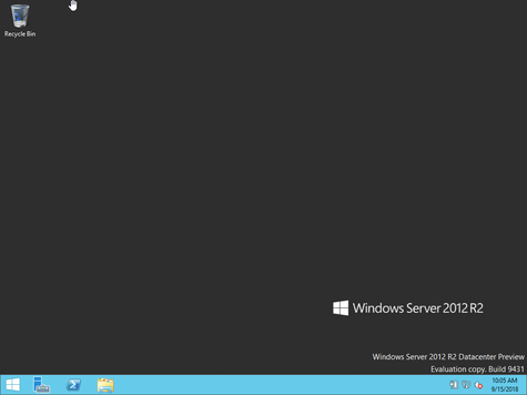 Windows Server 2012 R2 Preview (Build 9431) desktop
