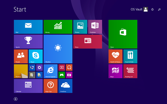 Windows 8.1 Pro (w/ update) start screen