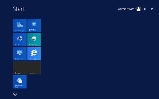 Windows Server 2012 R2 start screen