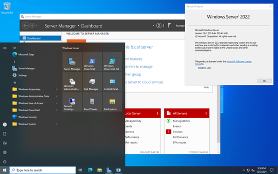 Windows Server 2022 Standard desktop