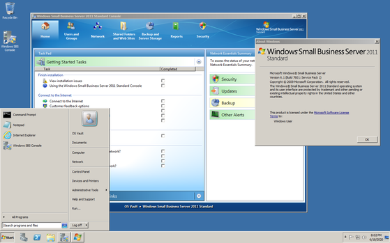 Windows Small Business Server 2011 Standard desktop