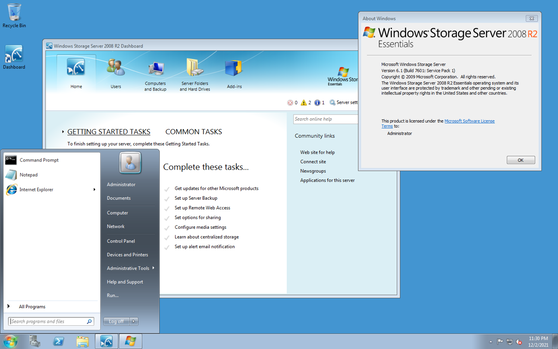Windows Storage Server 2008 R2 Essentials desktop 2